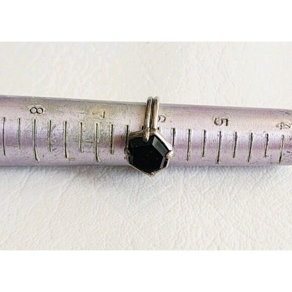 SILPADA 925 Sterling Silver DBL Band 6 Black Agate Hexagon Ring R3263 - Picture 5 of 6